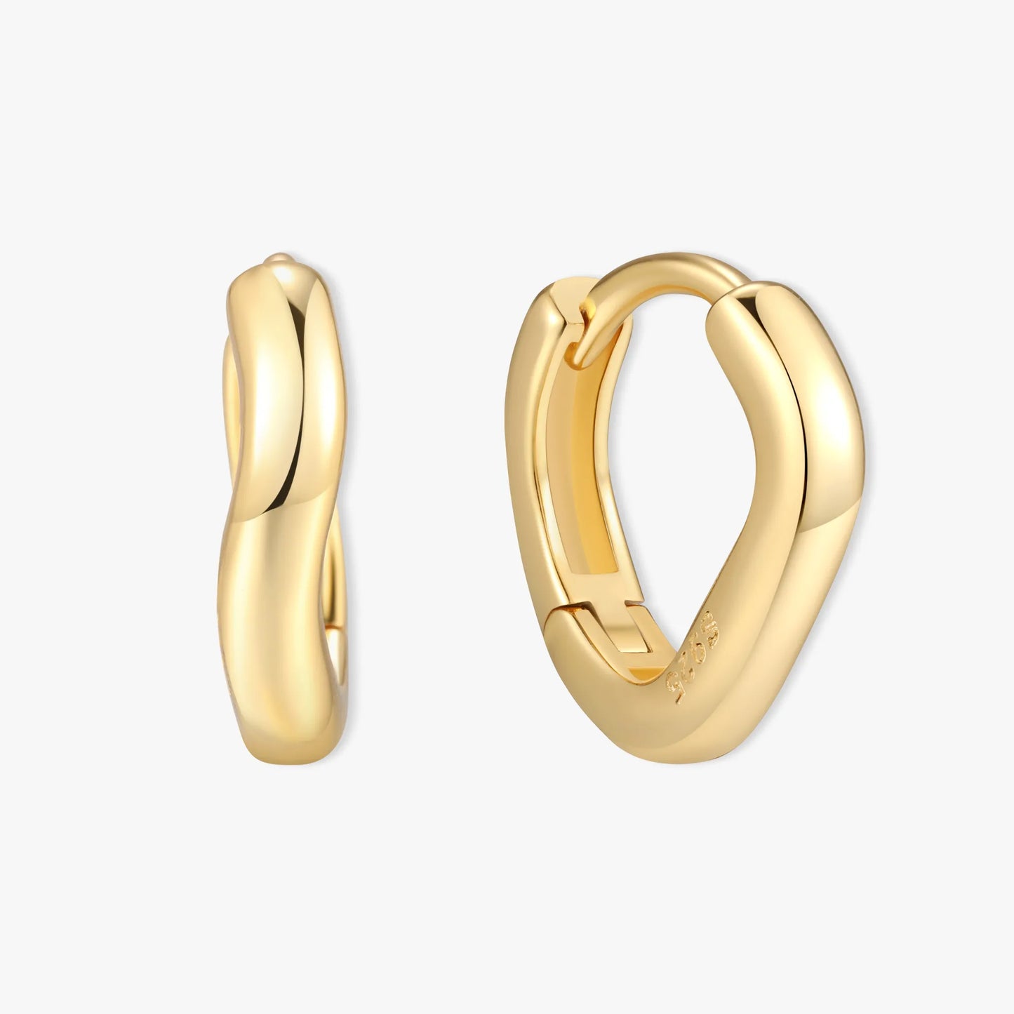 Sculpted Wavy Huggie Hoops In Gold