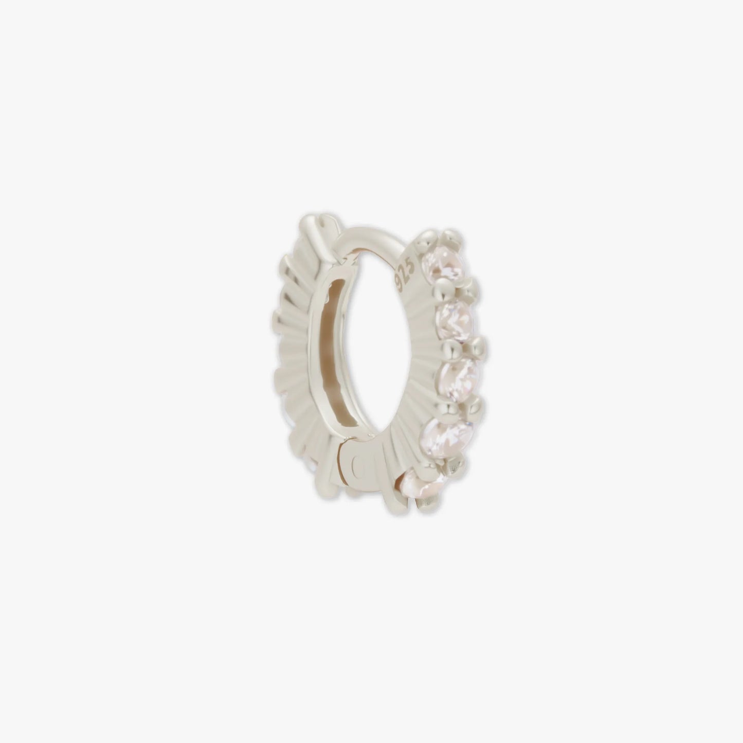 Dainty Crystal Helix Hoops in Silver