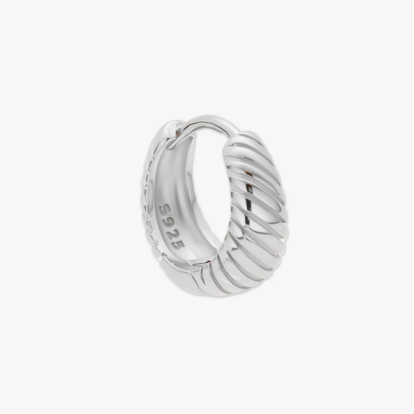 Textured Tapered Huggies in Silver