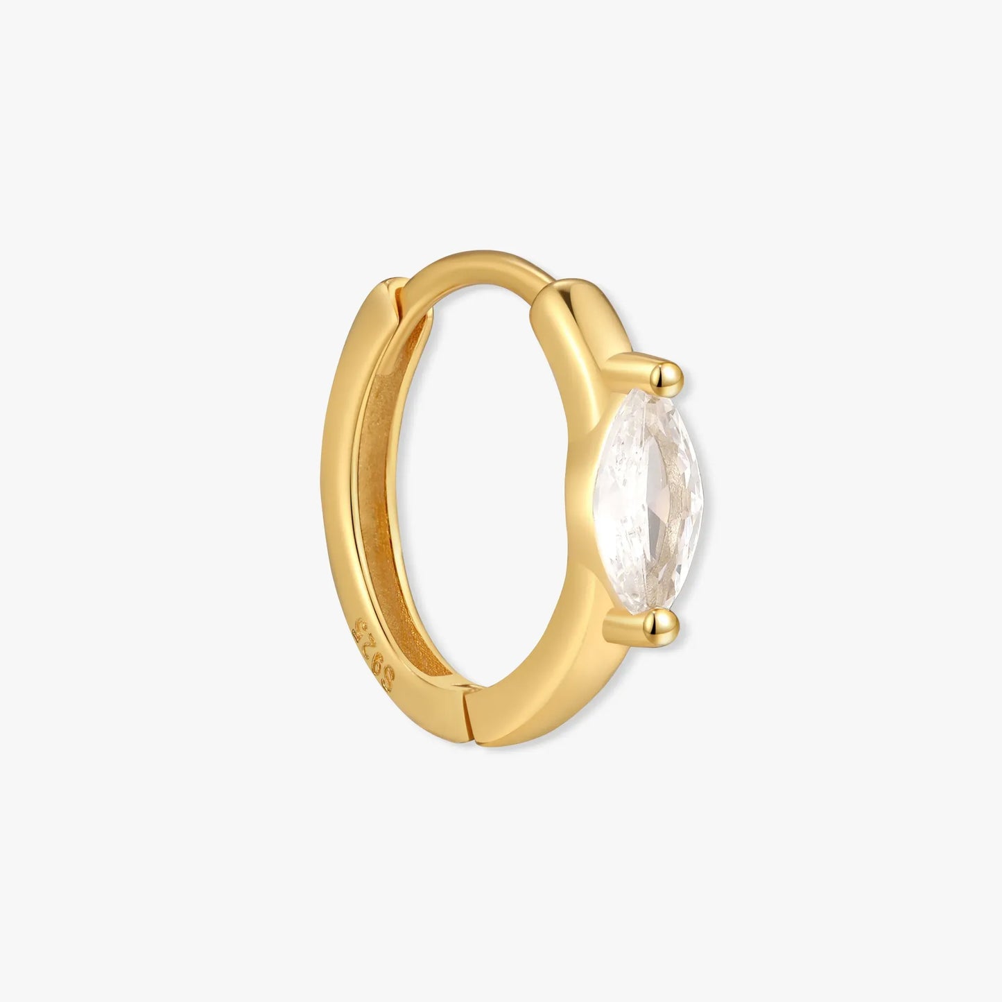 Marquise Crystal Huggie Hoops In Gold