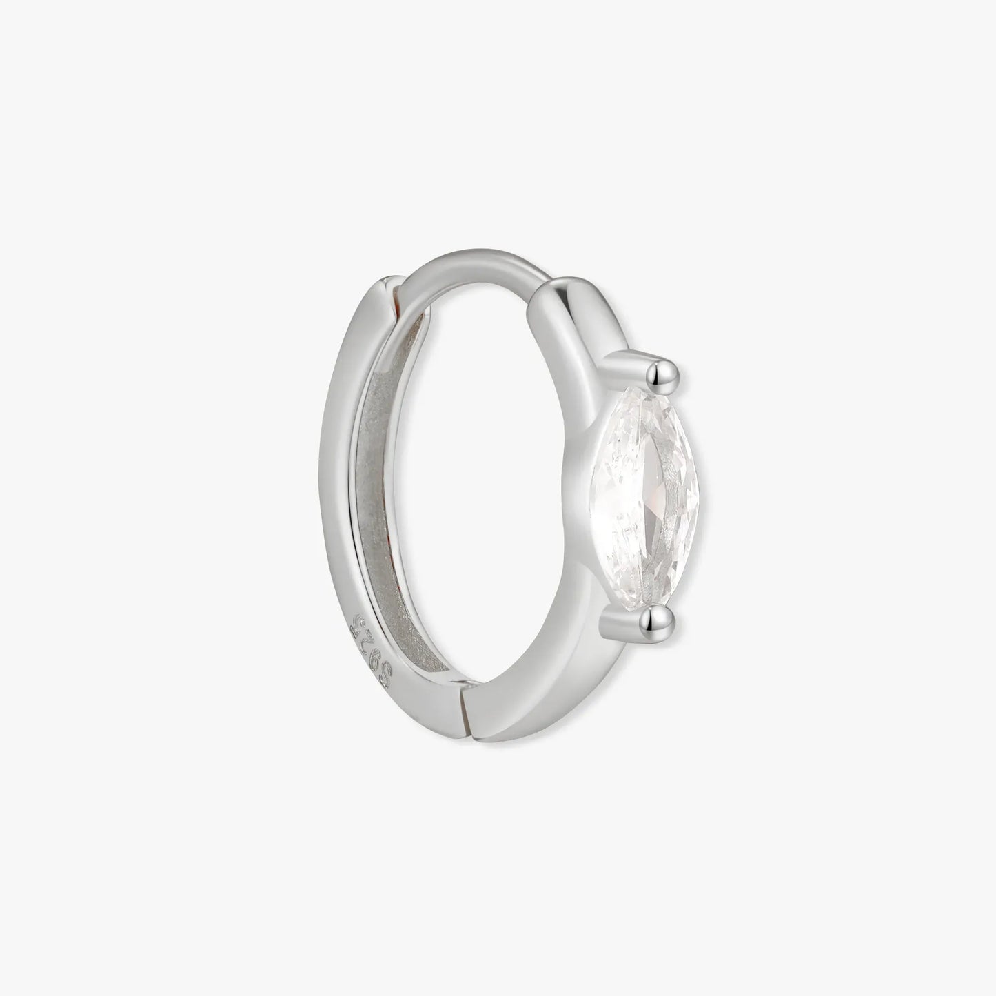 Marquise Crystal Huggie Hoops In Silver