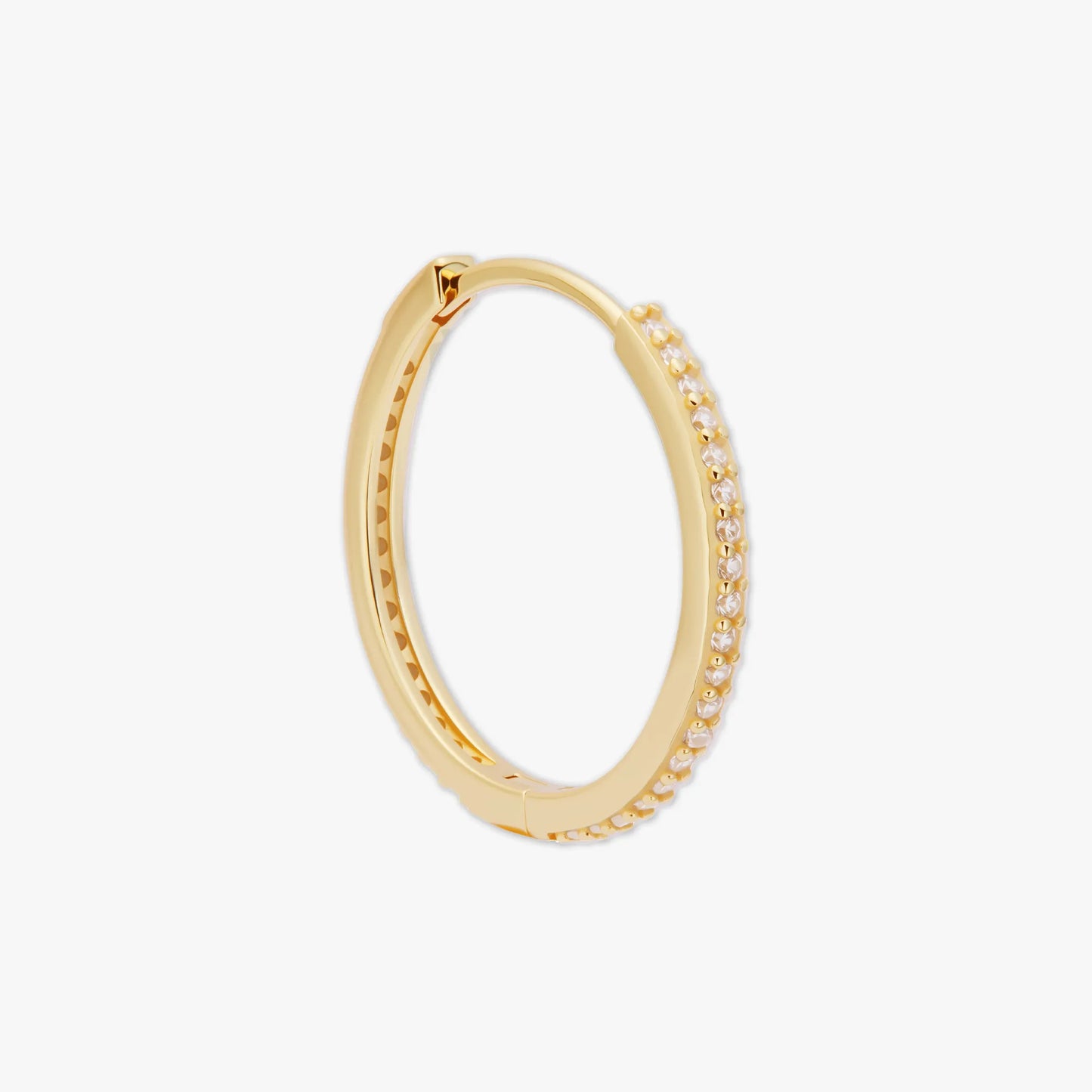 Pave Crystal Medium Hoop In Gold