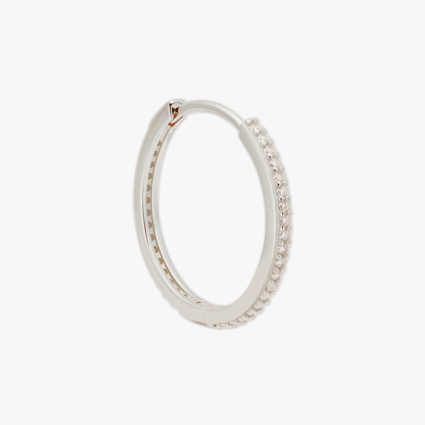 Pave Crystal Medium Hoop In Silver