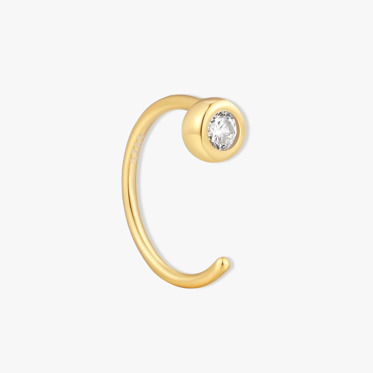 Bezel Crystal Open Hoop Earrings In Gold