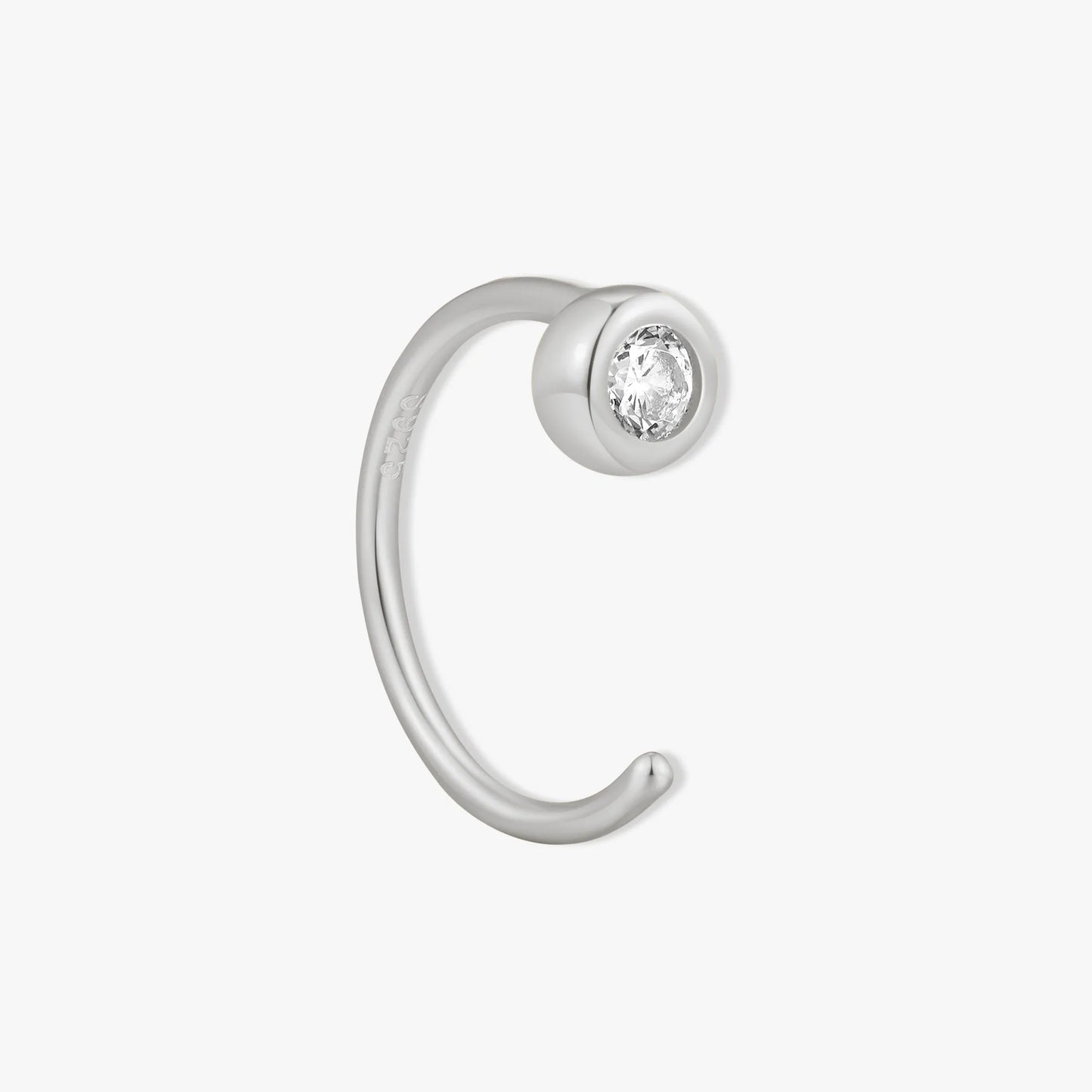 Bezel Crystal Open Hoop Earrings In Silver