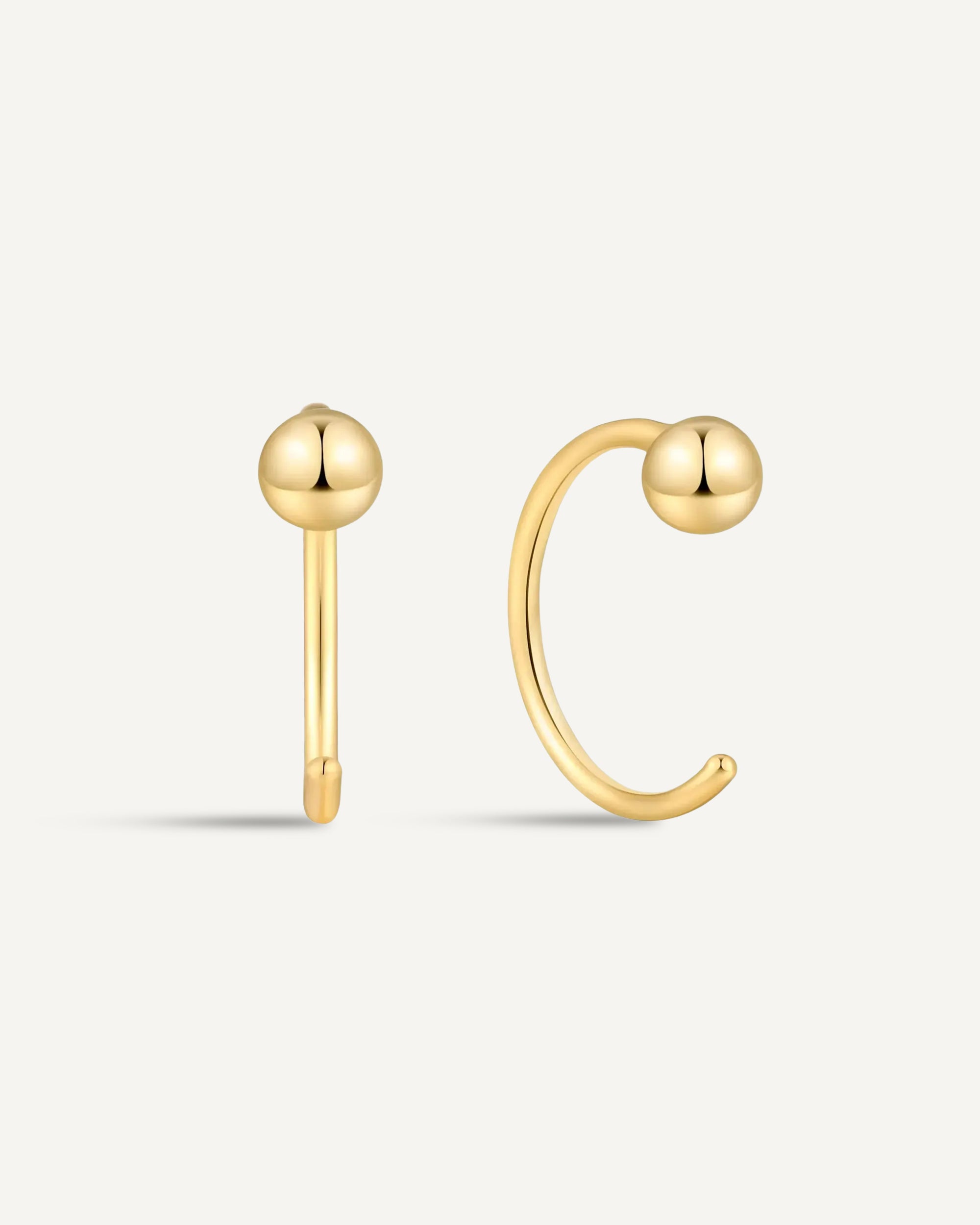 Minimal Ball Open Hoop Earrings In Gold