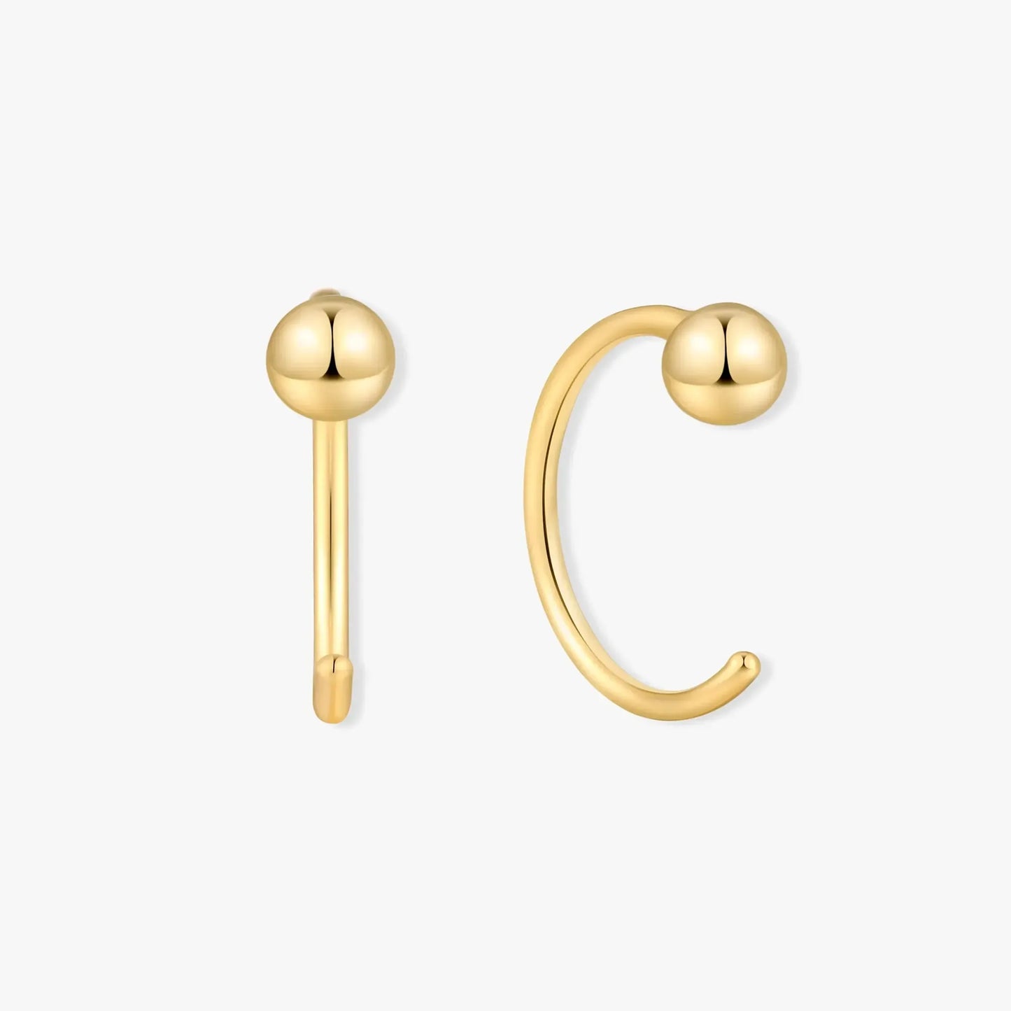 Minimal Ball Open Hoop Earrings In Gold