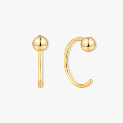 Minimal Ball Open Hoop Earrings In Gold