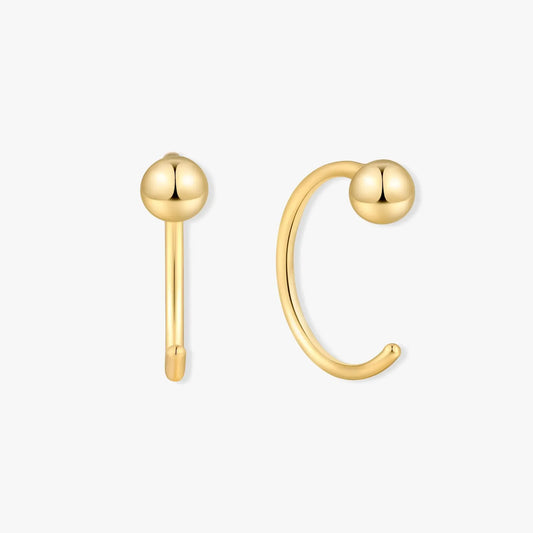 Minimal Ball Open Hoop Earrings In Gold