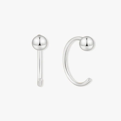Minimal Ball Open Hoop Earrings In Silver