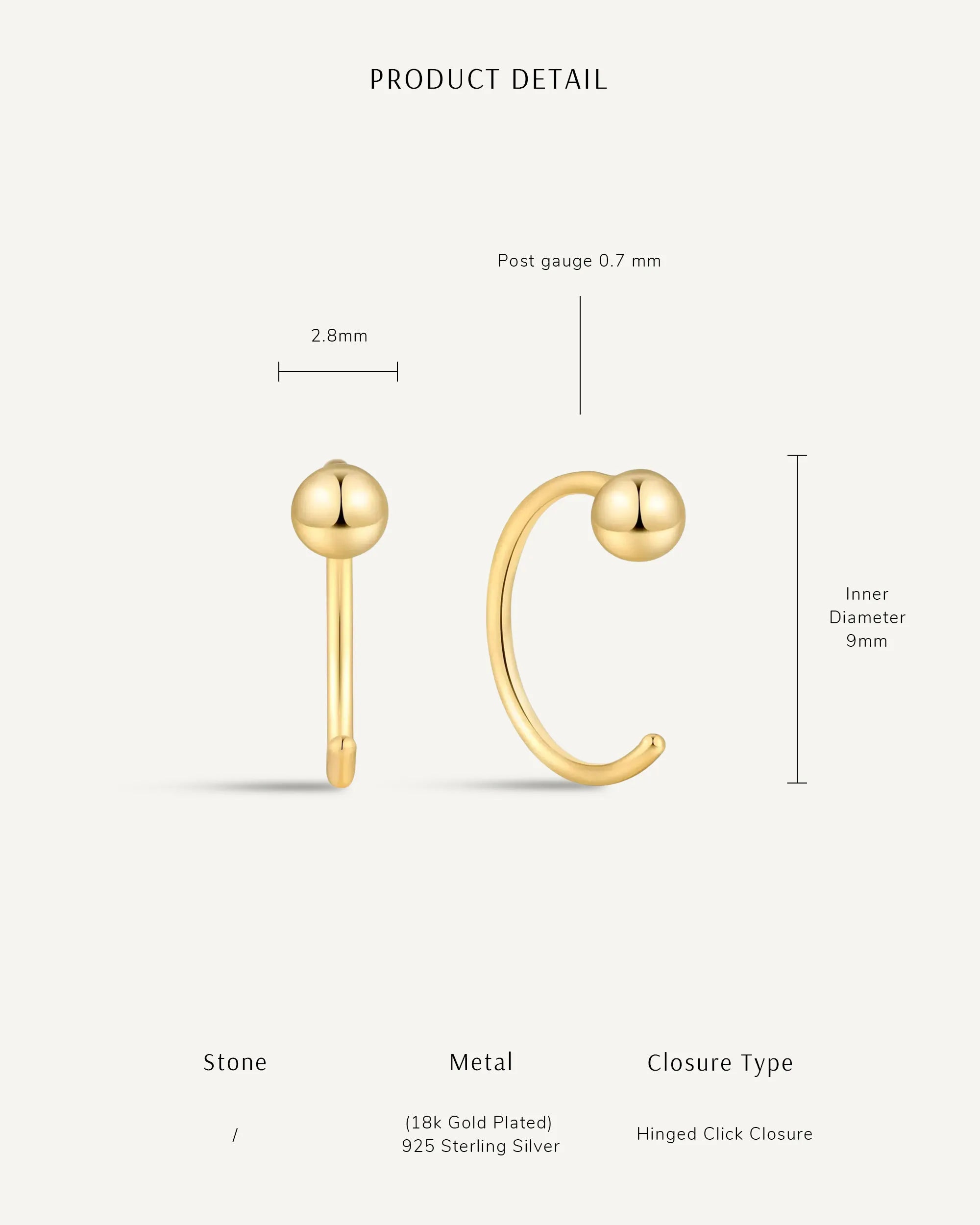 Minimal Ball Open Hoop Earrings In Silver