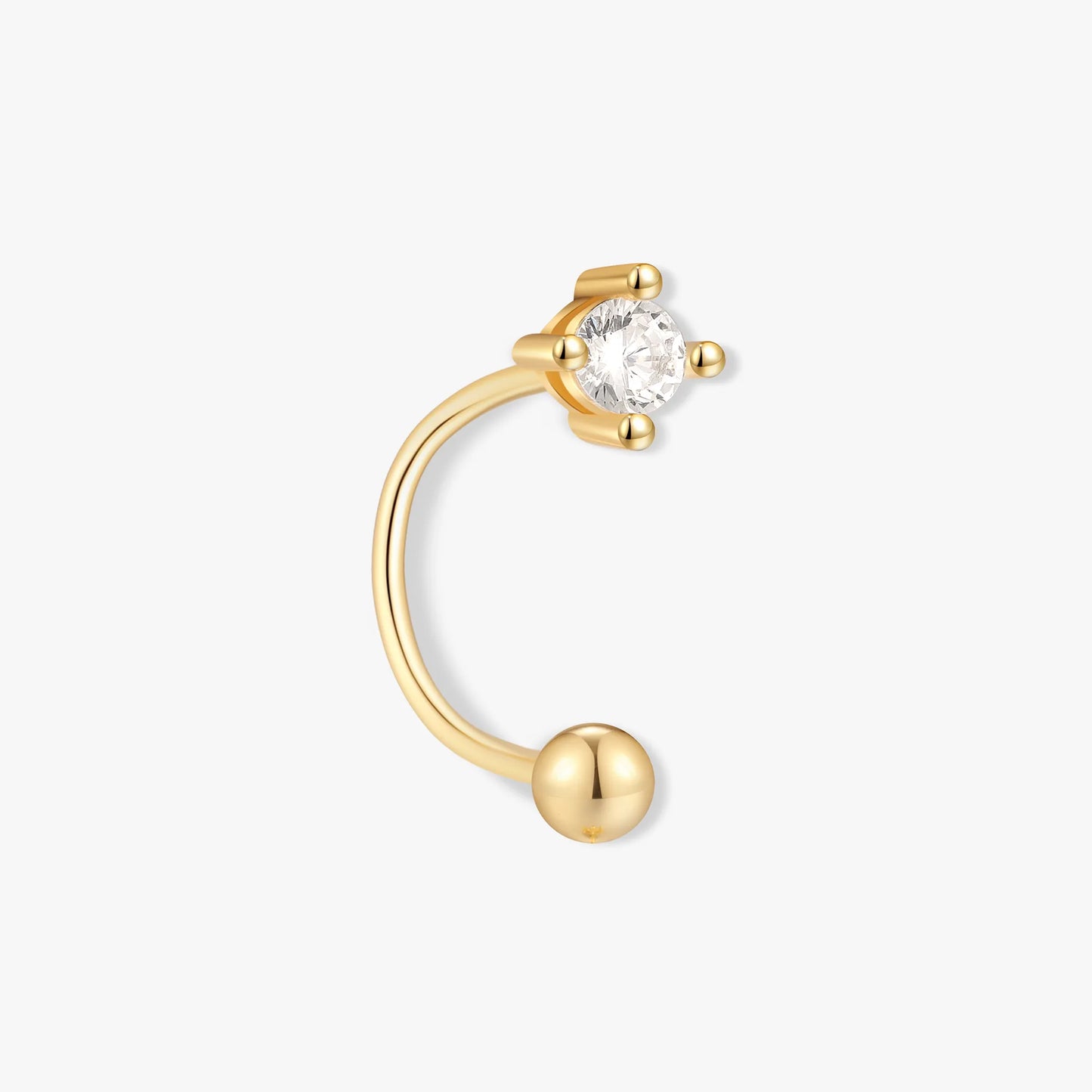 Crystal U Hoop Barbell Earrings In Gold