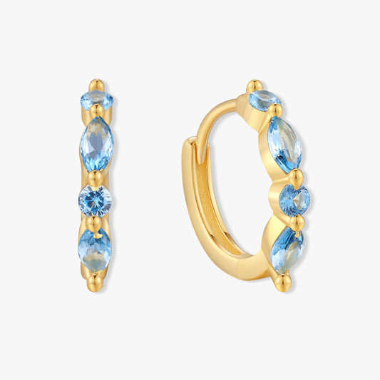 Blue Mirage Gemstone Huggies in Gold