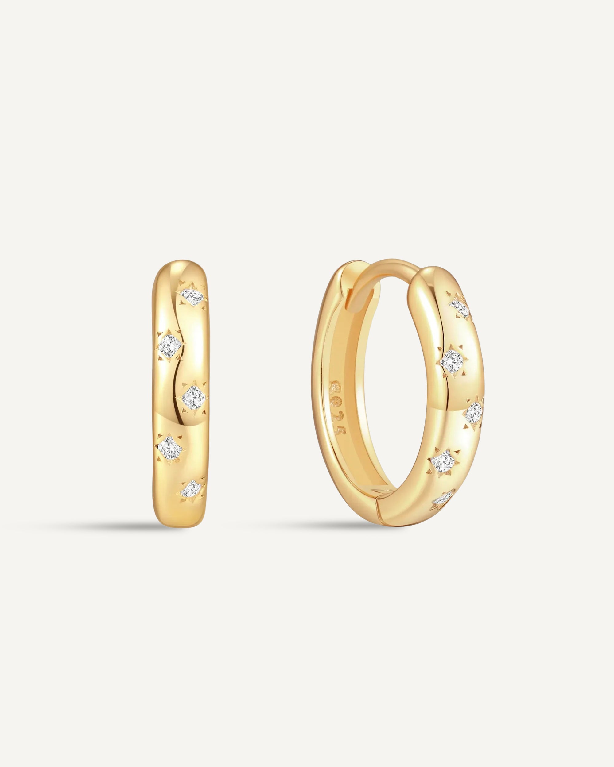 Starburst Crystal Huggies In Gold