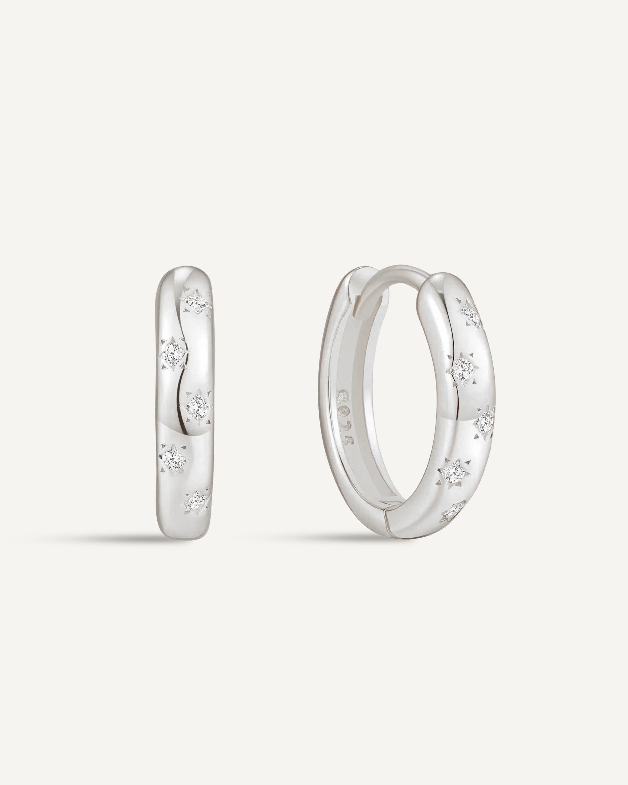 Starburst Crystal Huggies In Silver