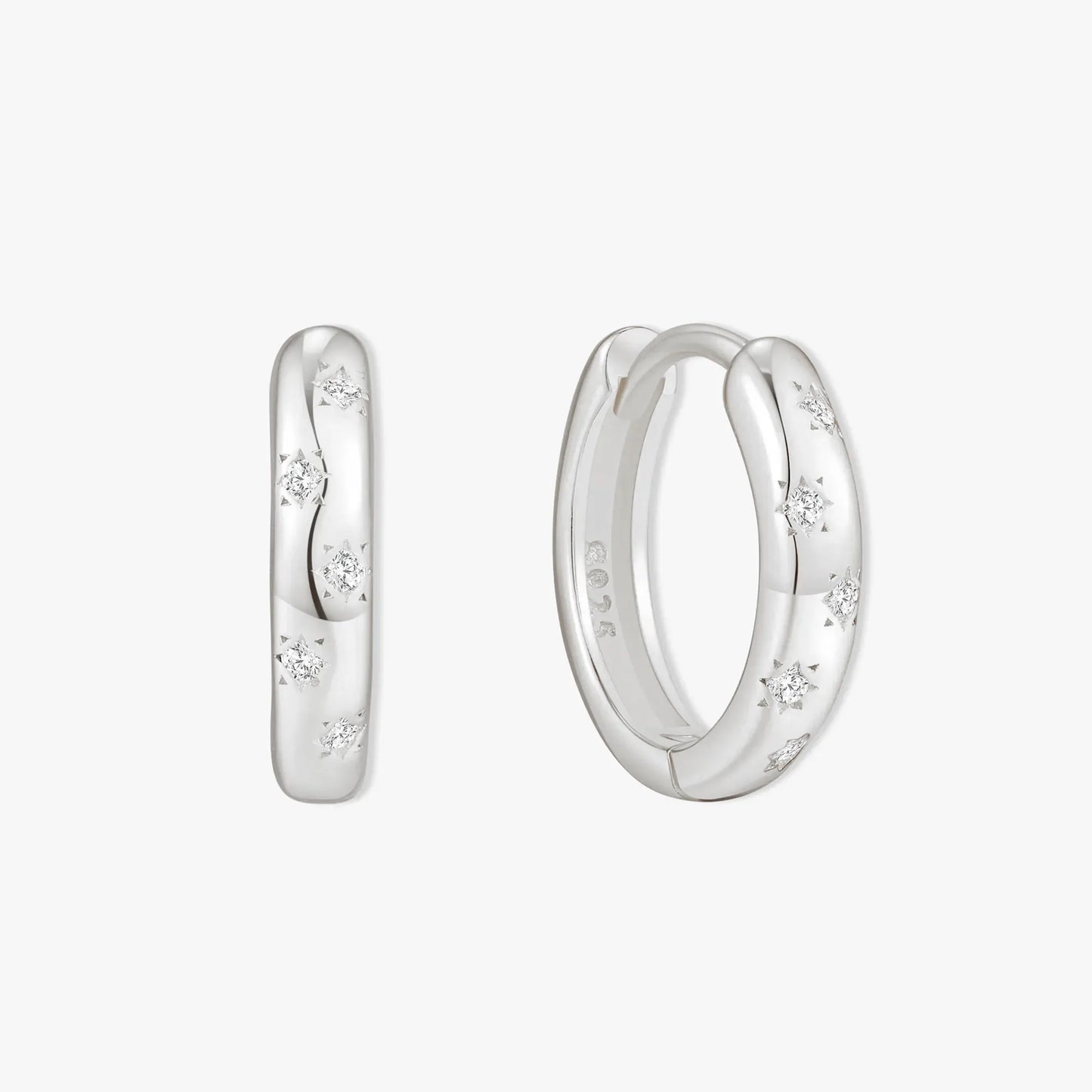 Starburst Crystal Huggies In Silver