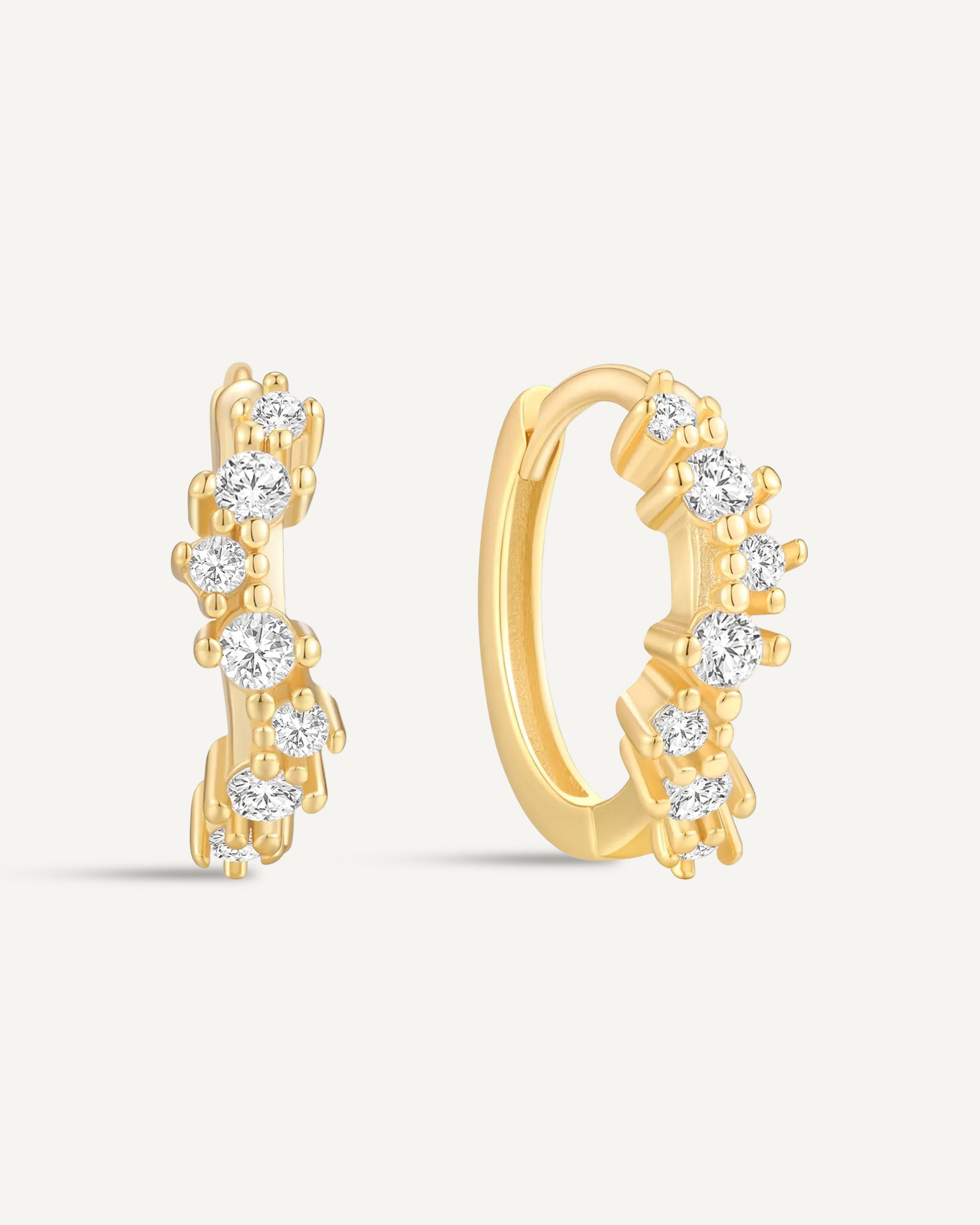 Crystal Wavy Hoop Earrings In Gold