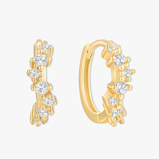 Crystal Wavy Hoop Earrings In Gold