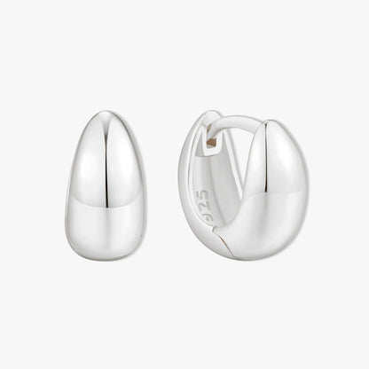 Dome Chubby Huggie Hoops In Silver
