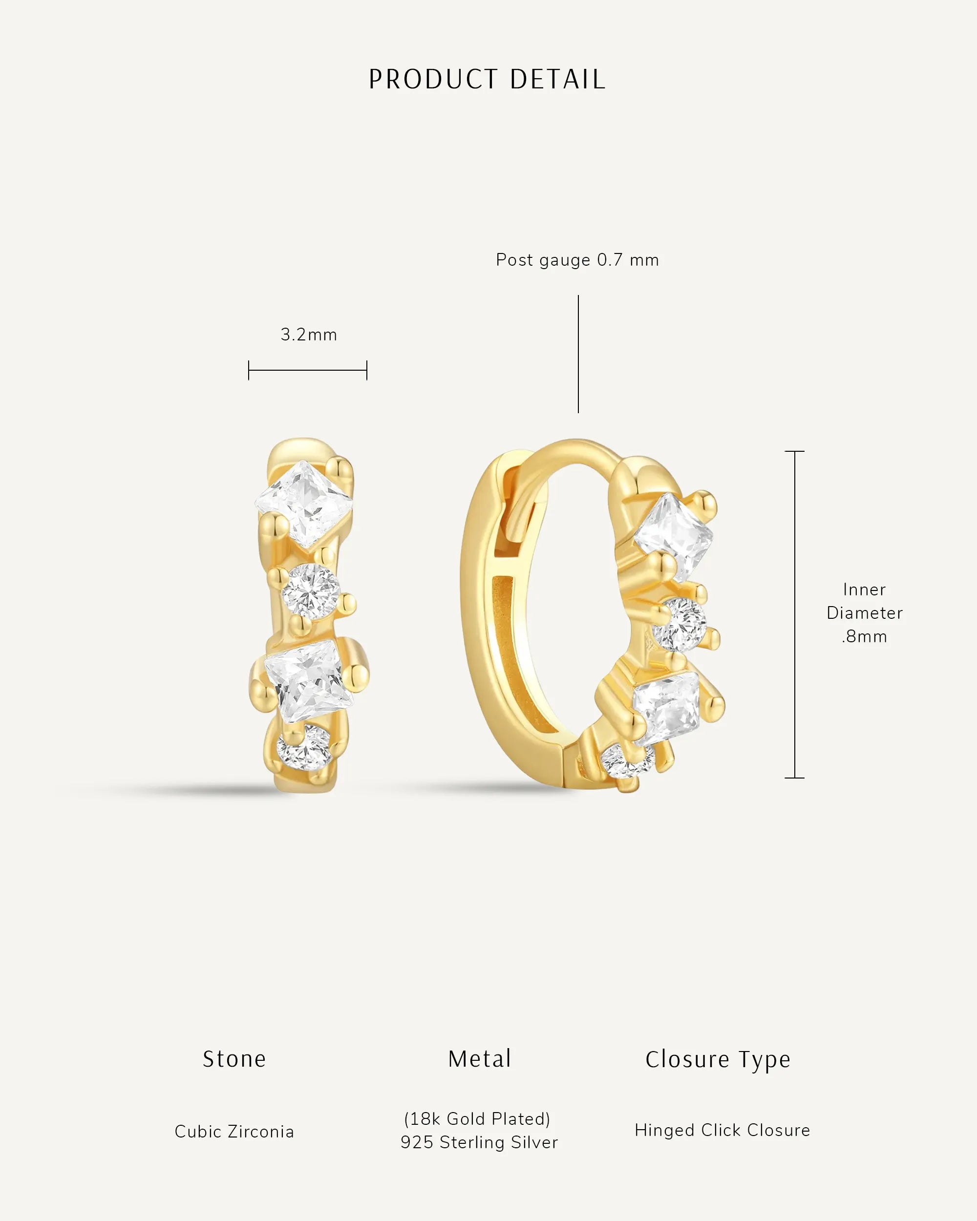 Irregular Crystal Huggie Hoops in Gold