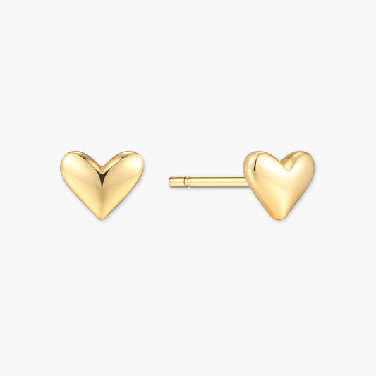 Heart Stud Earrings in Gold