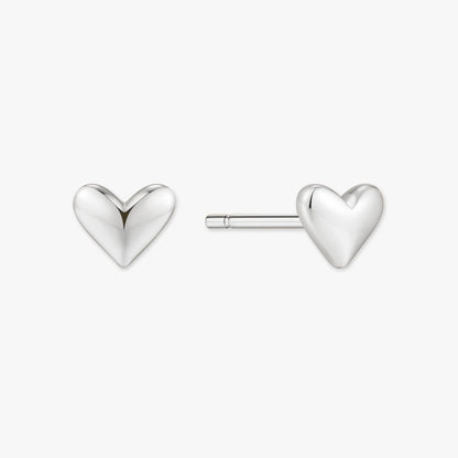 Heart Stud Earrings in Silver