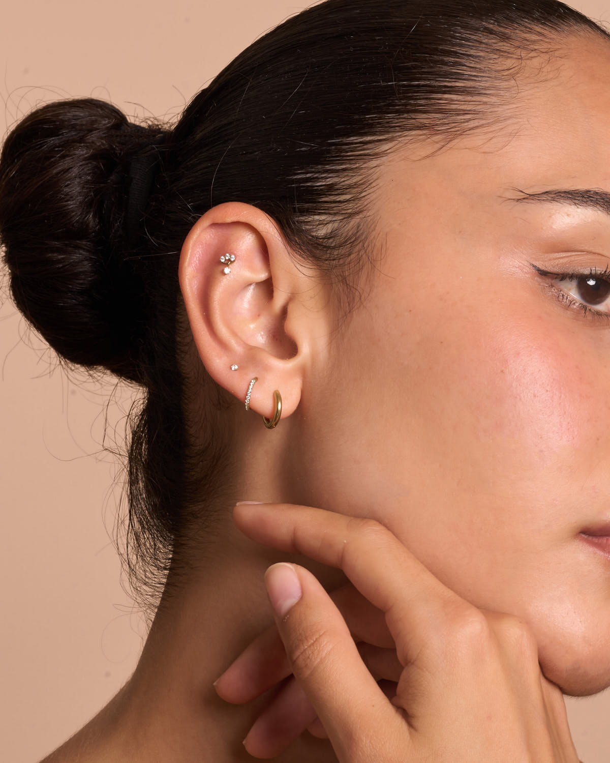 Titanium Essential Huggie Hoops In Gold