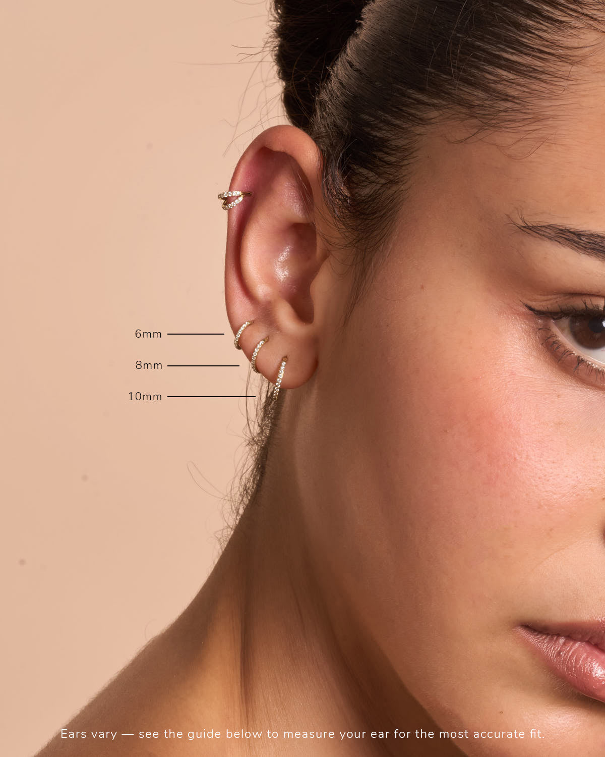 Titanium CZ Paved Clicker Hoops Set In Gold