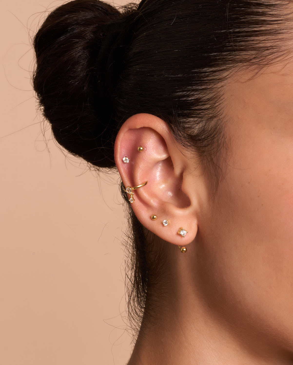 Crystal Drop Ear Cuff In Gold