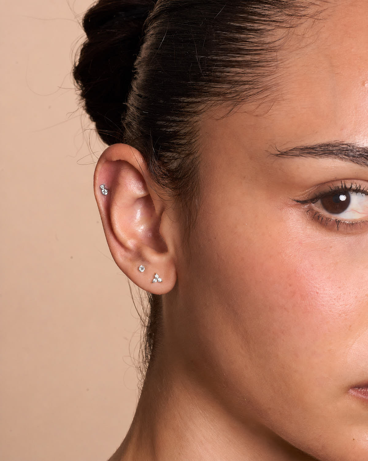 Titanium Crystal Flat Back Studs Set In Silver