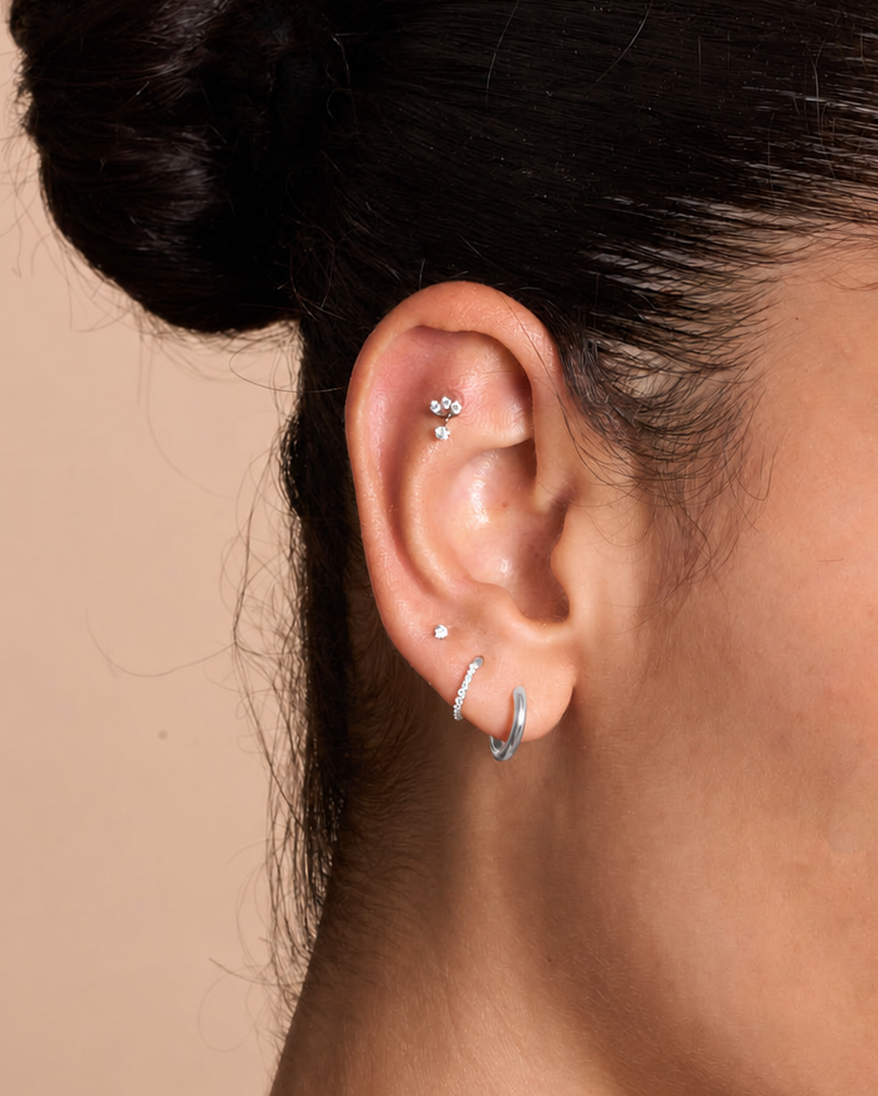 Titanium Essential Huggie Hoops In Silver