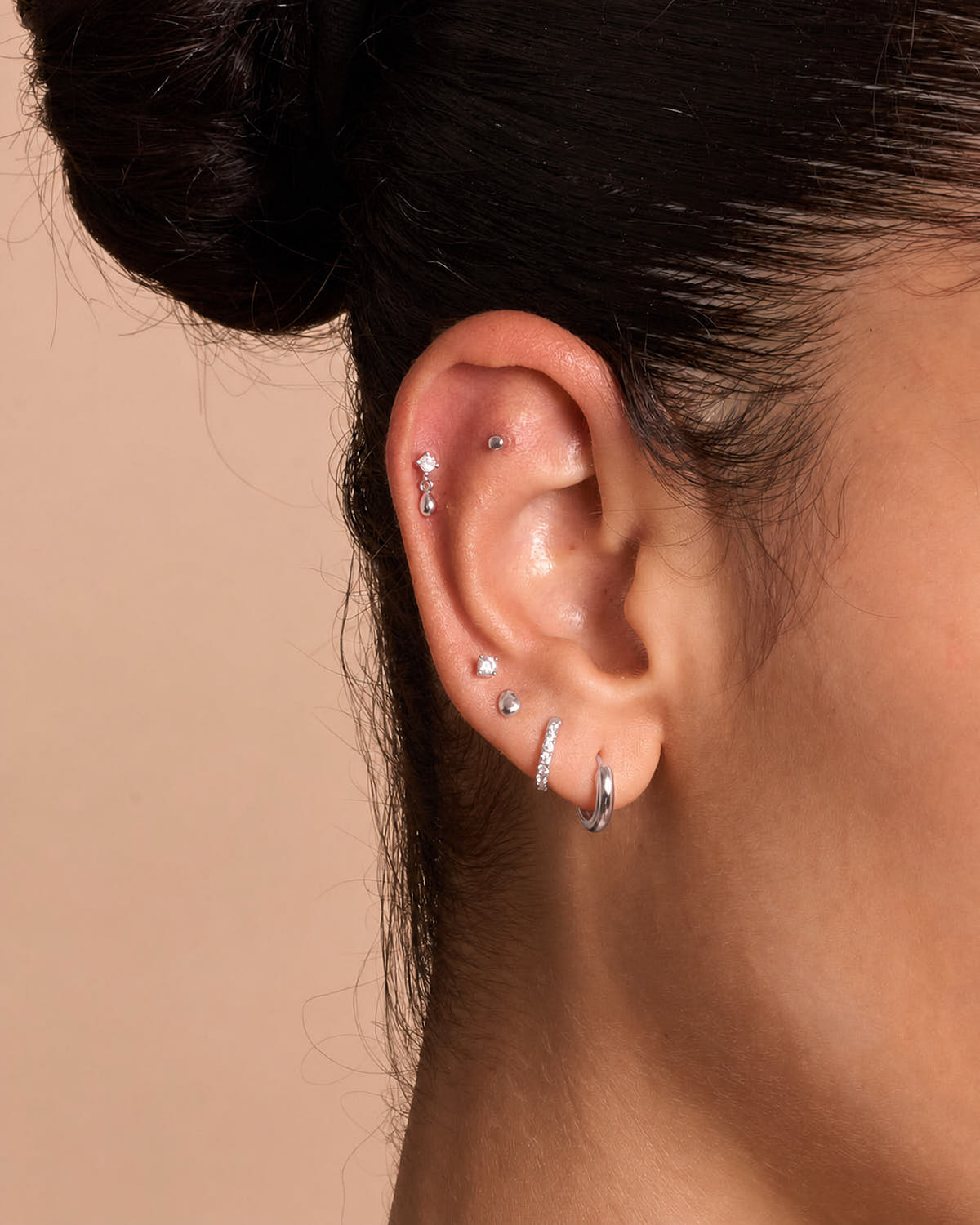 Teardrop Flat Back Stud In Silver
