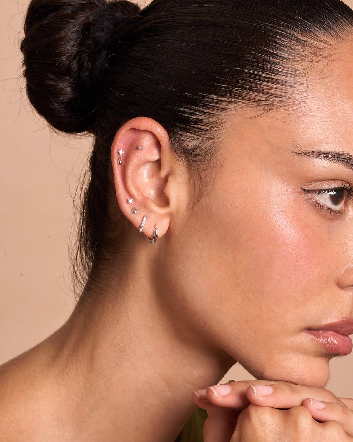 Crystal Teardrop Dangle Flat Back Stud In Silver
