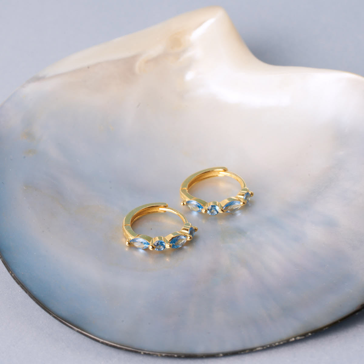 Blue Mirage Gemstone Huggies in Gold