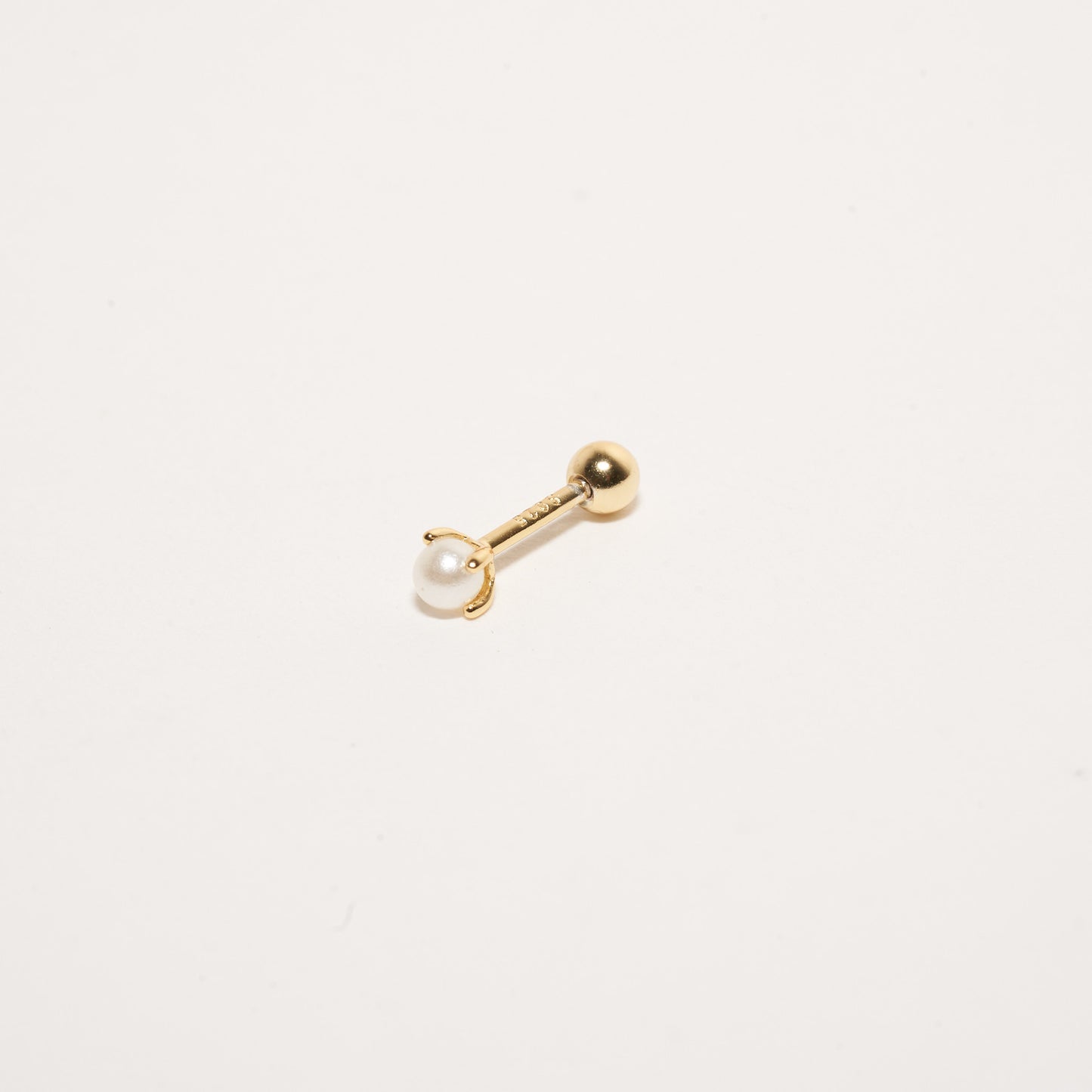Tiny Pearl Barbell Helix Stud In Gold