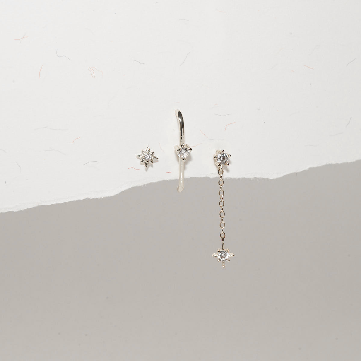 Celestial Dangle Earring Set in Silver