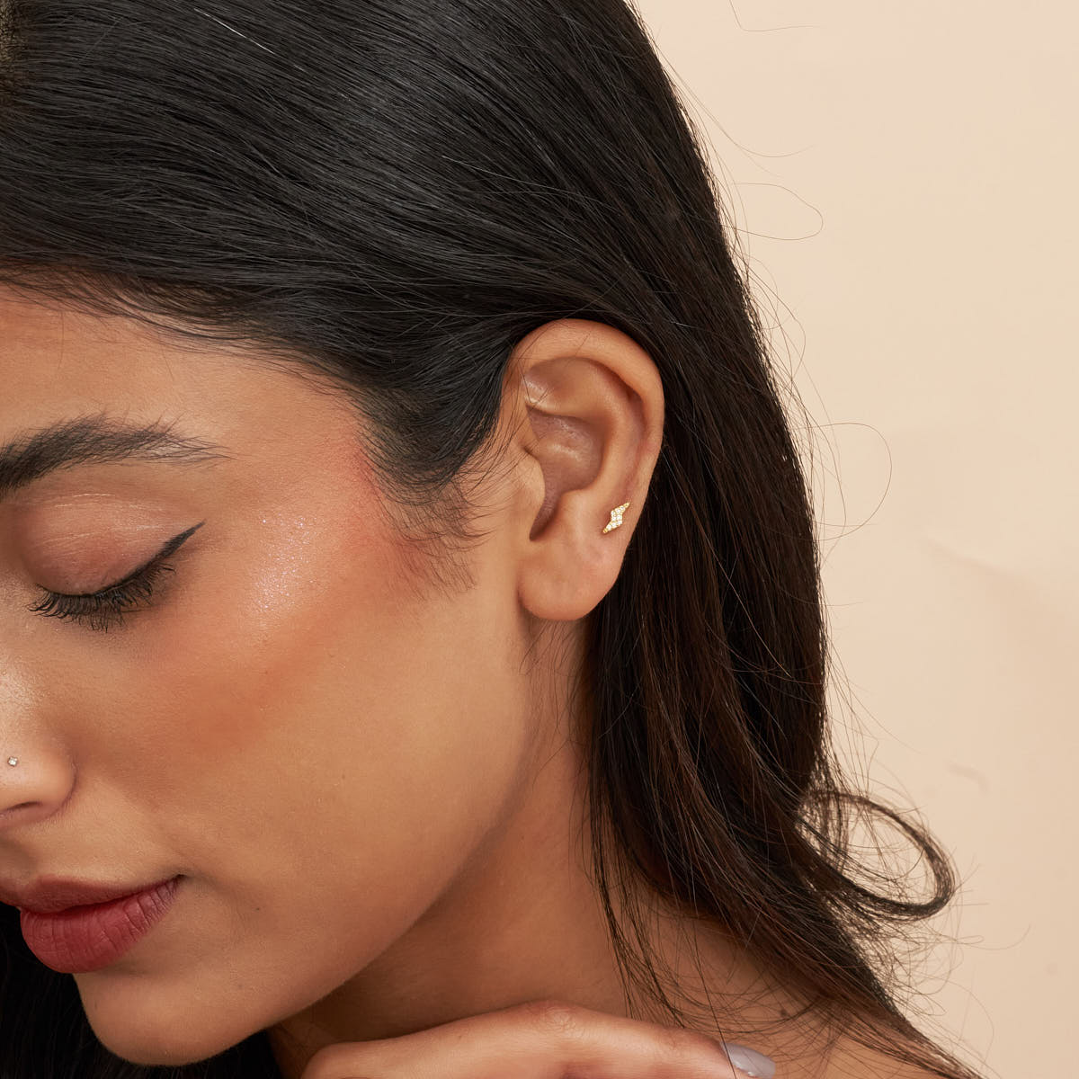 Lighting Bolt Flat Back Studs In Gold