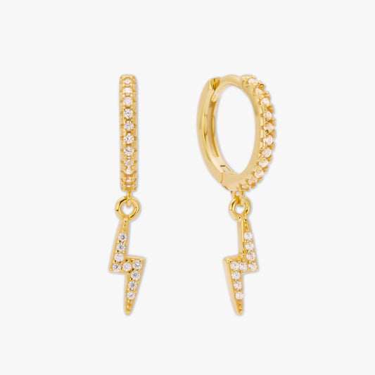 Lightning Bolt Dangle Hoops In Gold