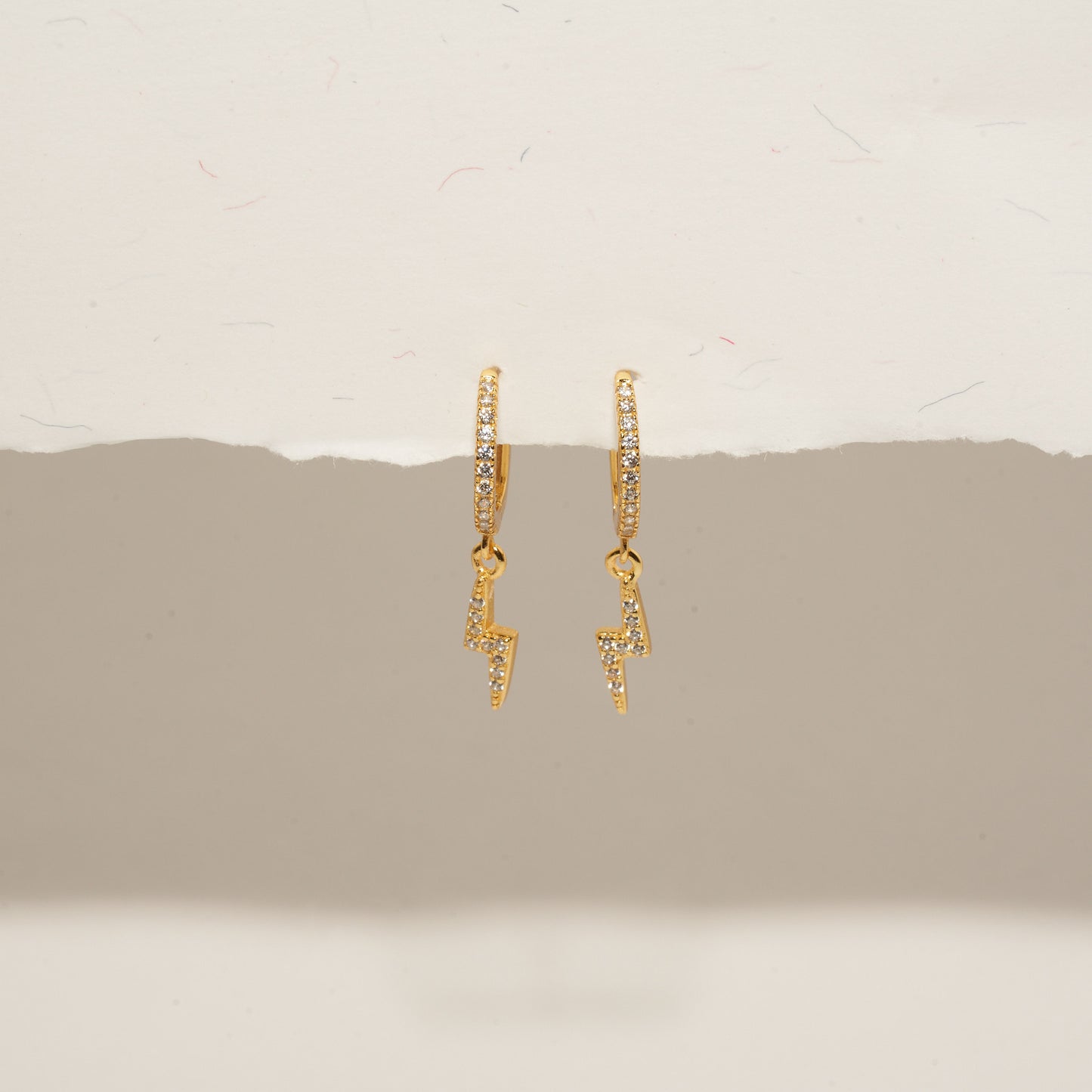 Lightning Bolt Dangle Hoops In Gold