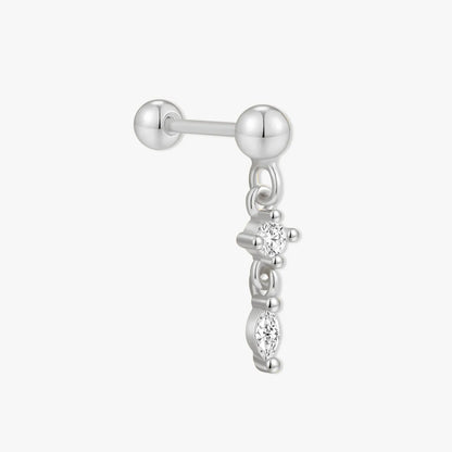Marquise Dangle Barbell Stud In Silver
