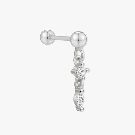 Marquise Dangle Barbell Stud In Silver