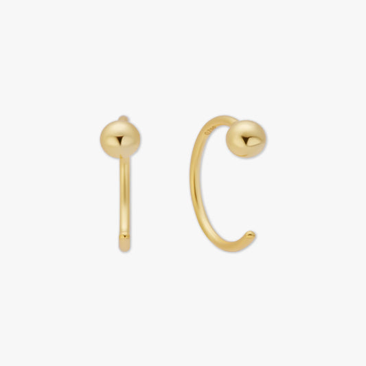 Minimal Ball Open Hoop Earrings In Gold