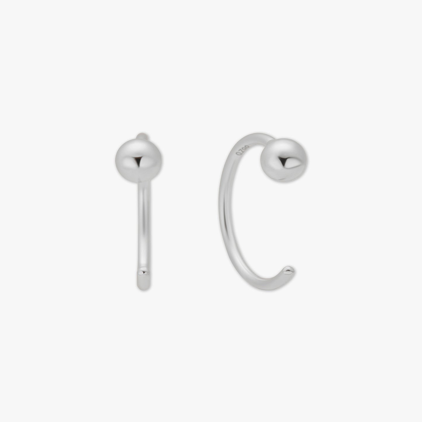 Minimal Ball Open Hoop Earrings In Silver
