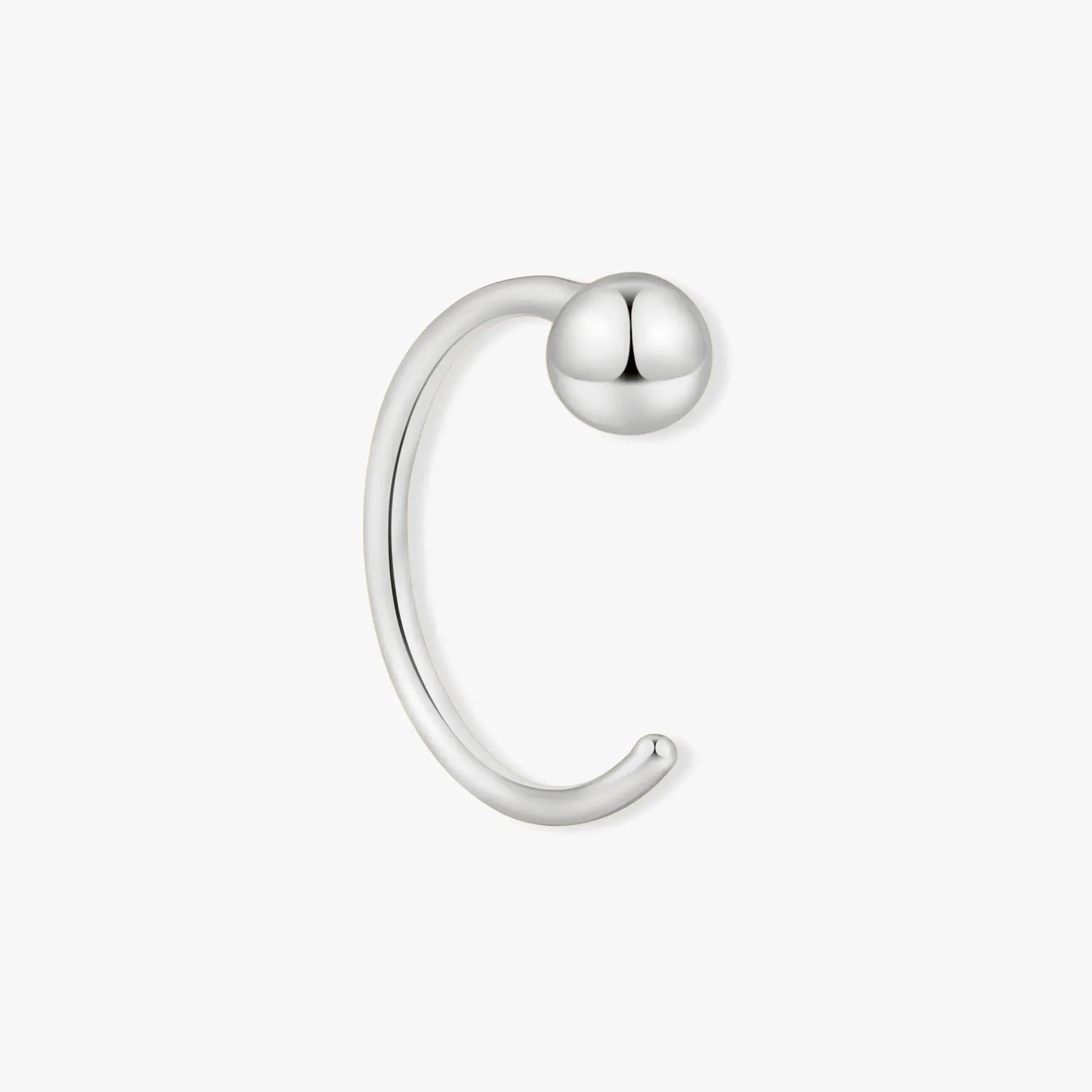 Silver earring on a white background