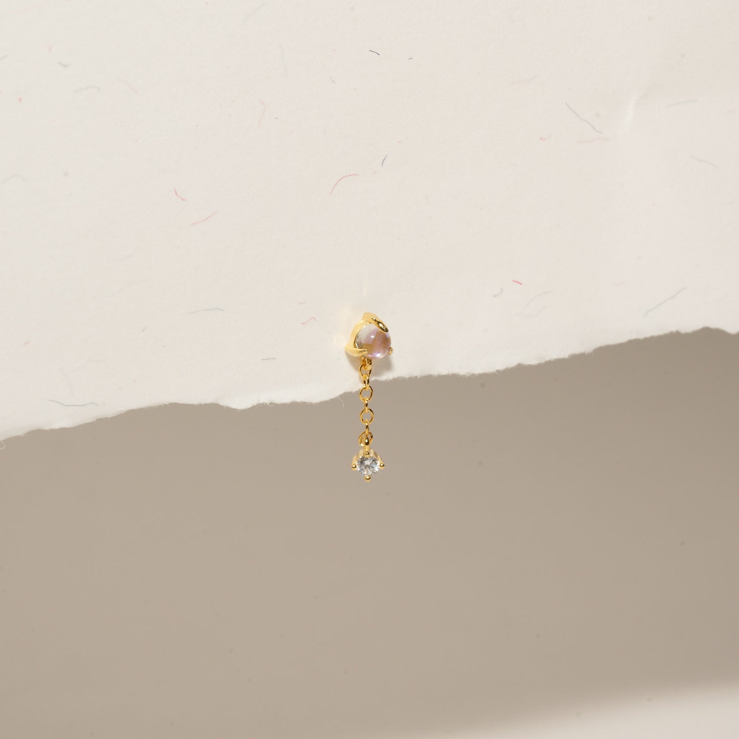 Moonstone Dangle Flat Back Stud in Gold