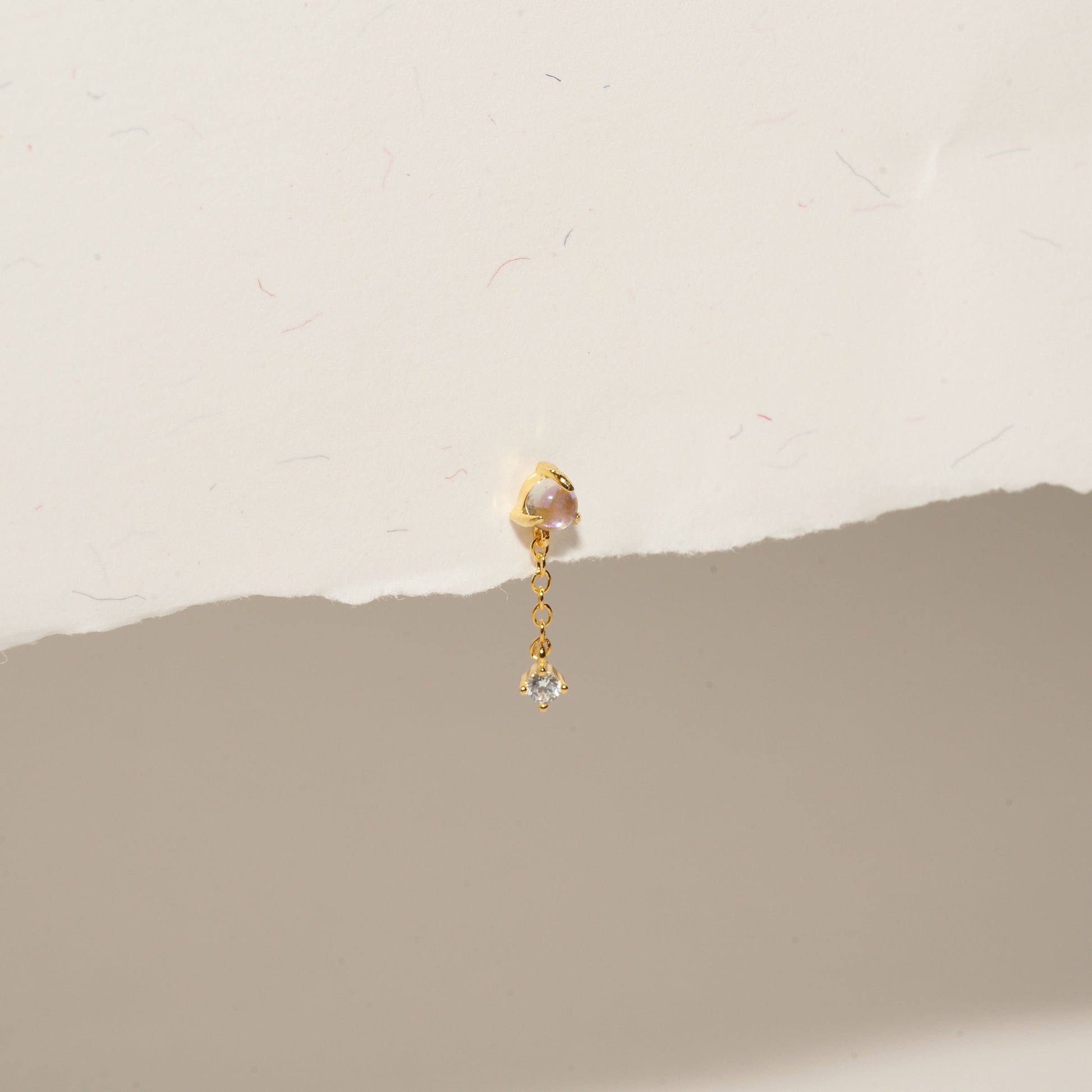 Moonstone Dangle Flat Back Stud in Gold