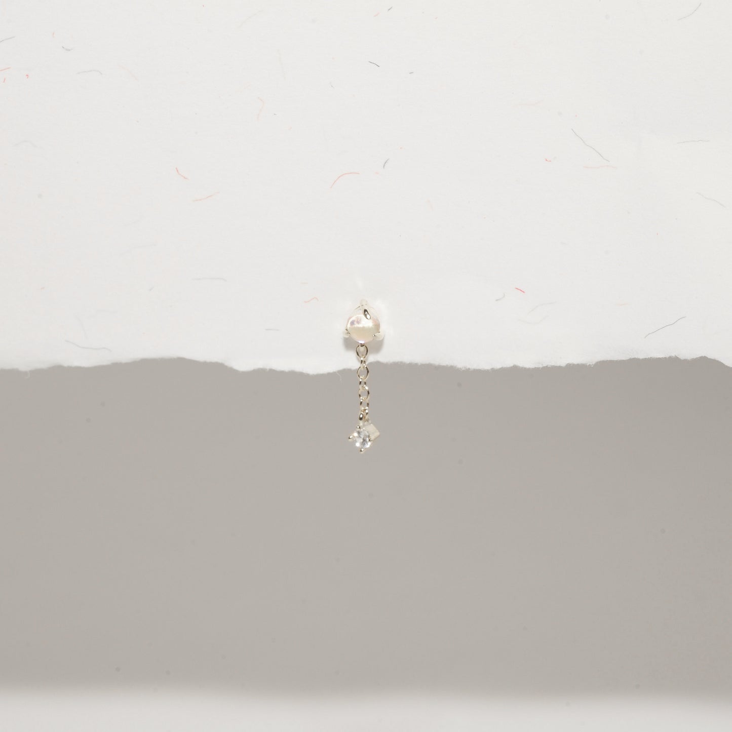 Moonstone Dangle Flat Back Stud in Silver