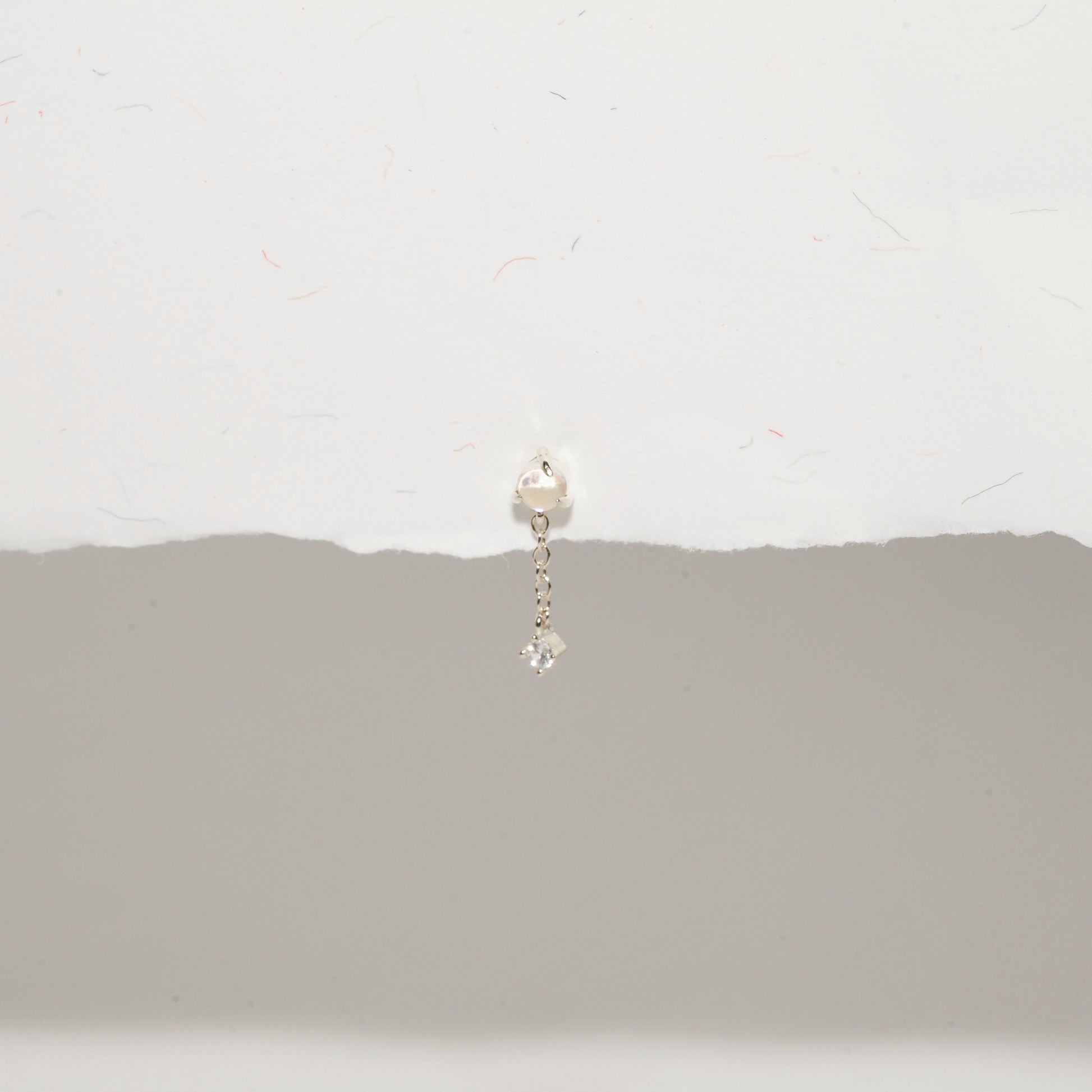 Moonstone Dangle Flat Back Stud in Silver