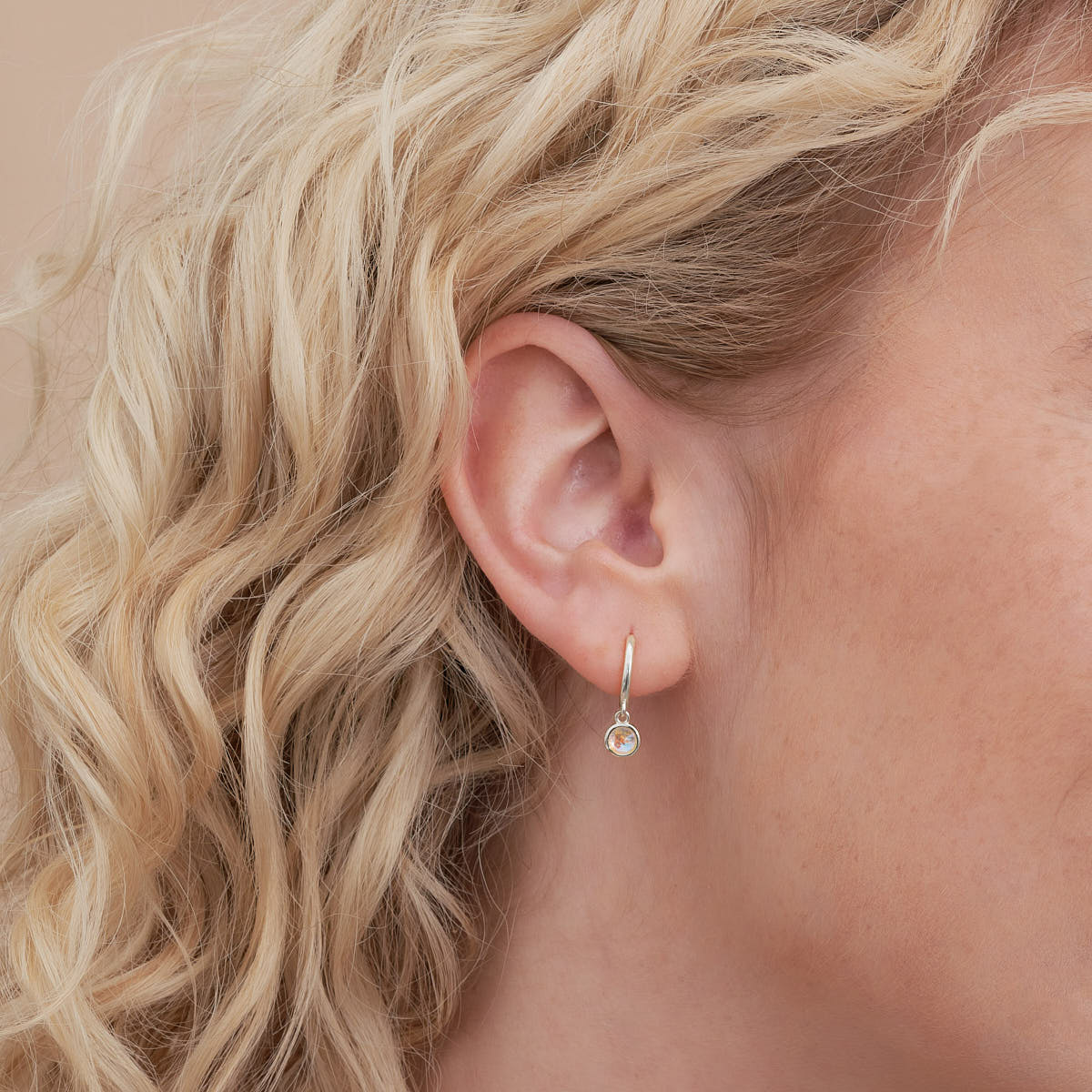 Moonstone Dangle Hoops in Silver