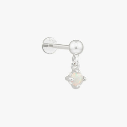 Opal Drop Flat Back Stud In Silver